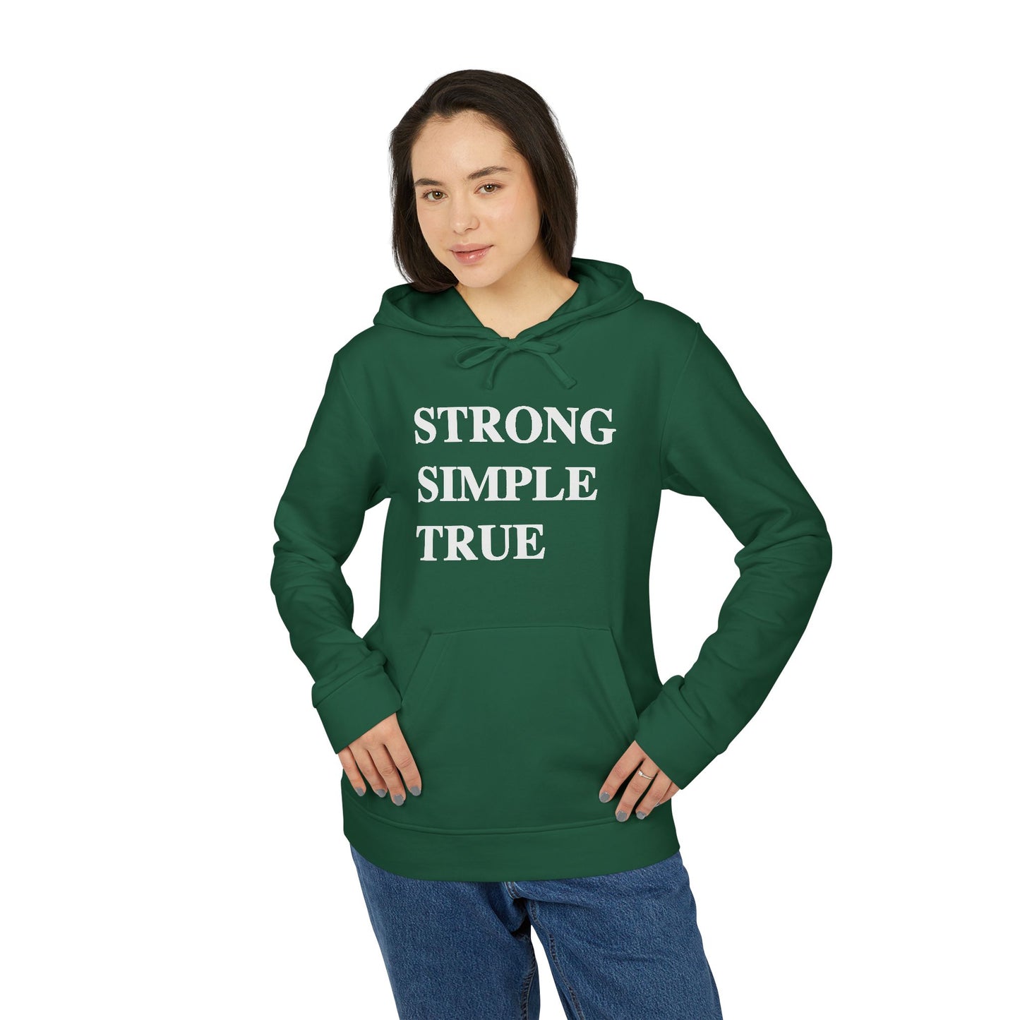 Adidas Fleece Hoodie - Strong Simple True, Unisex Sweatshirt, Cozy Casual Wear, Perfect Gift, Coffee Lovers Apparel