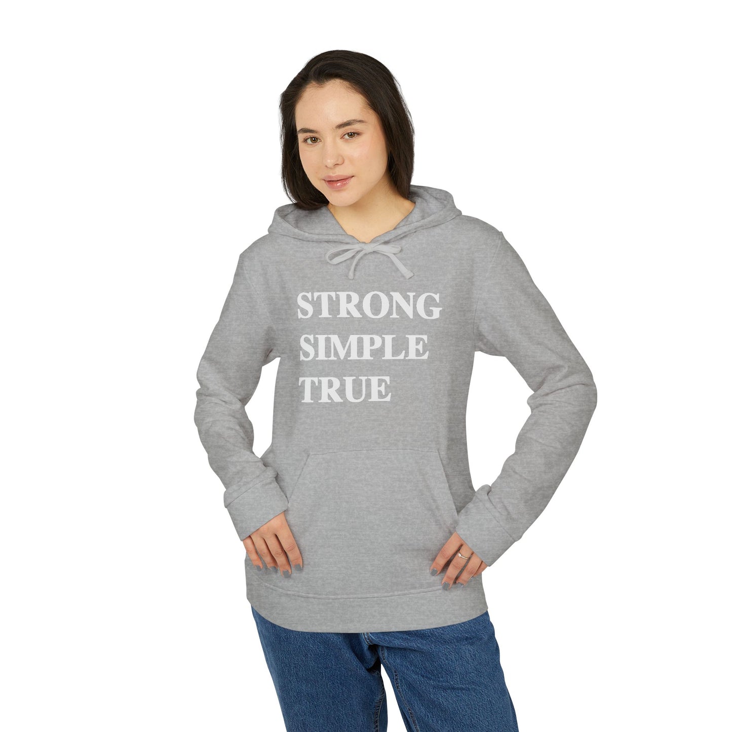 Adidas Fleece Hoodie - Strong Simple True, Unisex Sweatshirt, Cozy Casual Wear, Perfect Gift, Coffee Lovers Apparel