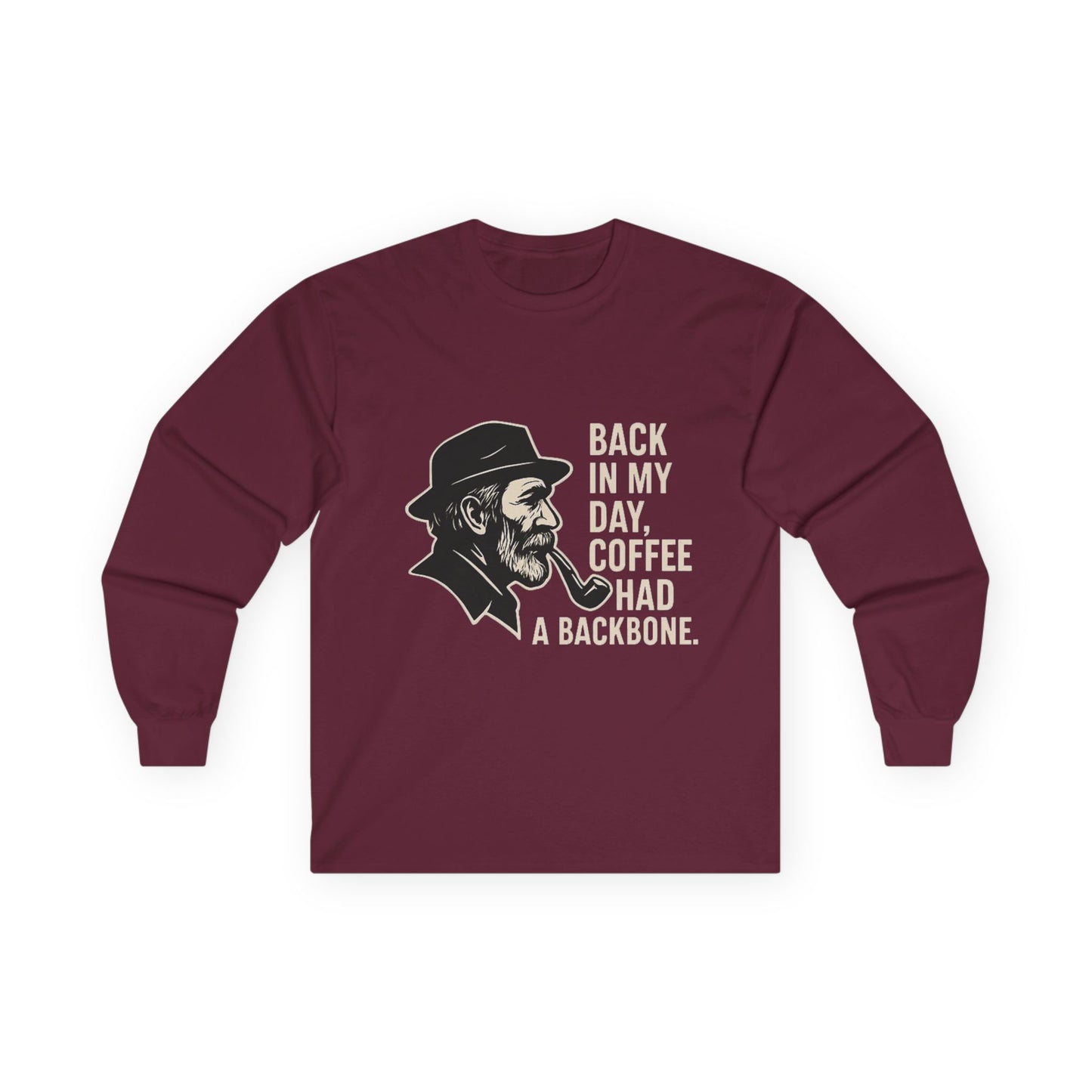 Vintage-Inspired Long Sleeve Tee, Retro Graphic Shirt for Coffee Lovers, Perfect Gift for Dad, Birthday Present, Cozy Casual Wear
