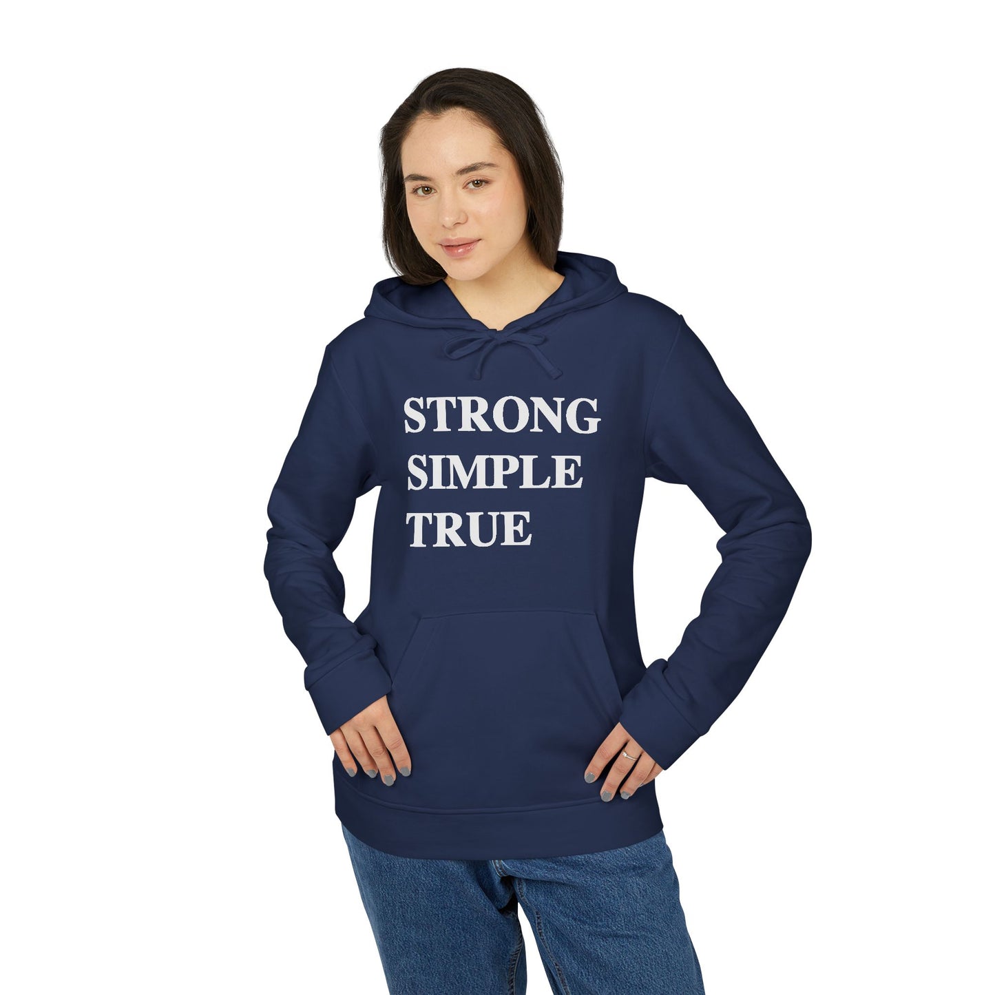 Adidas Fleece Hoodie - Strong Simple True, Unisex Sweatshirt, Cozy Casual Wear, Perfect Gift, Coffee Lovers Apparel