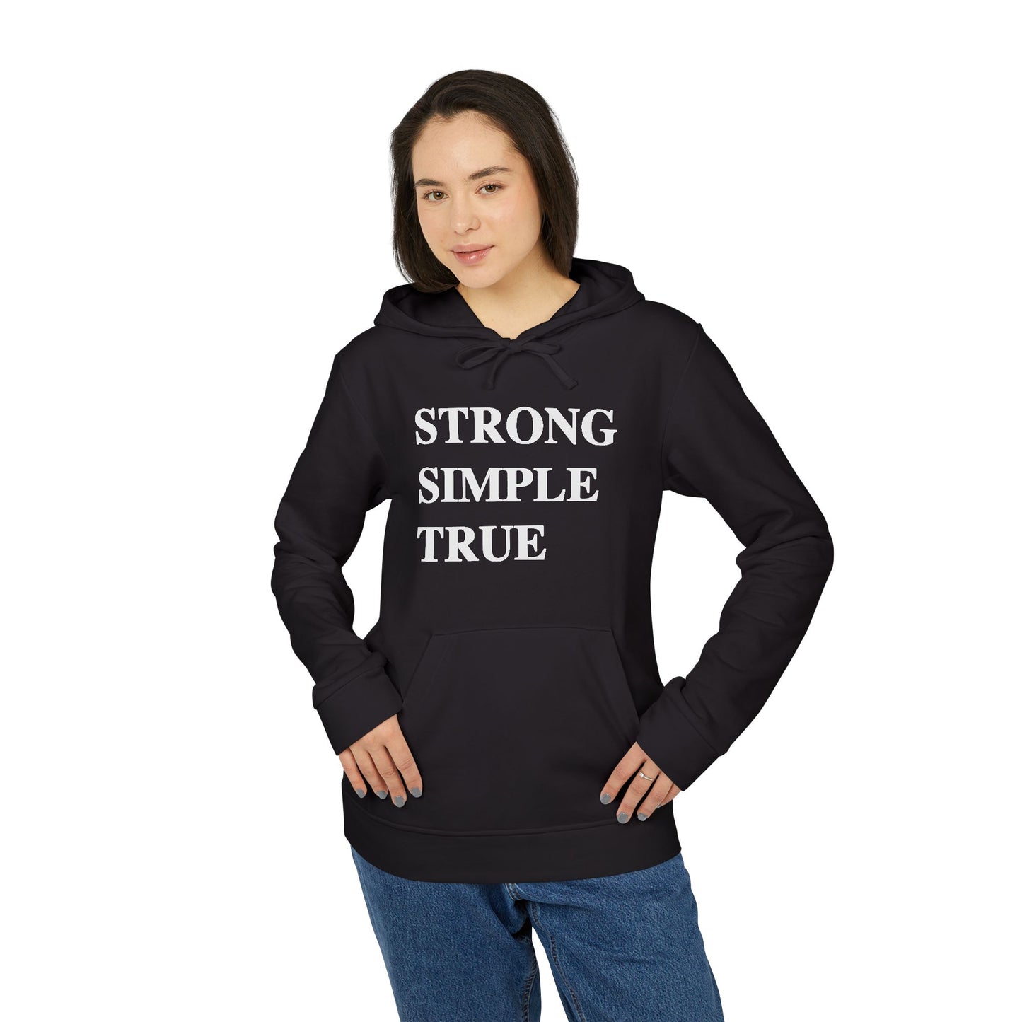 Adidas Fleece Hoodie - Strong Simple True, Unisex Sweatshirt, Cozy Casual Wear, Perfect Gift, Coffee Lovers Apparel