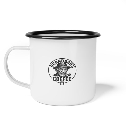 Granddad's Coffee Enamel Camp Cup — Retro Camper Coffee Mug for Outdoors & Gifts