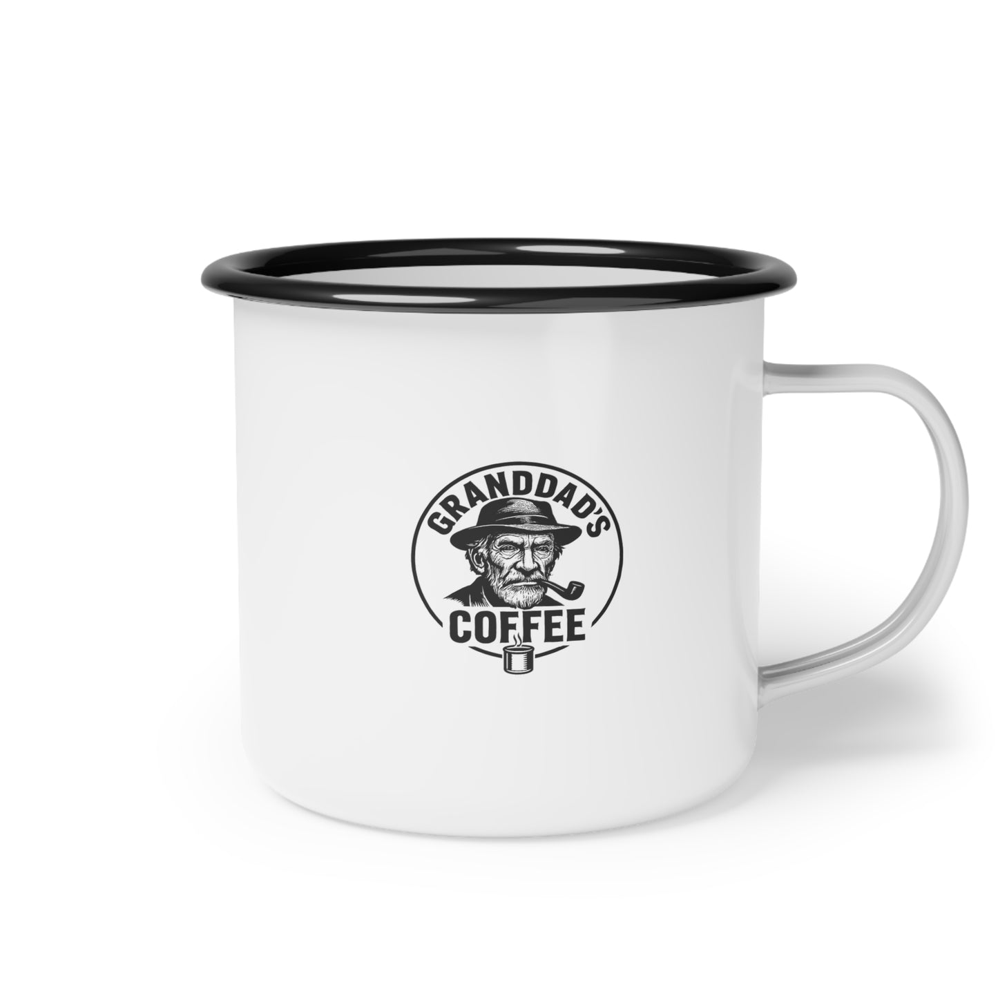 Granddad's Coffee Enamel Camp Cup — Retro Camper Coffee Mug for Outdoors & Gifts